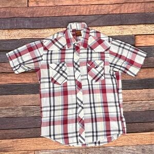 Vintage Rustler Cowboy Rancher Western Pearl Snap Short Sleeve Button Down Shirt
